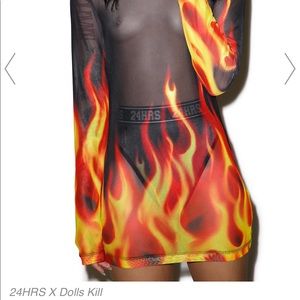 24HRS X DOLLS KILL BURNIN UP LONG SLEEVE DRESS